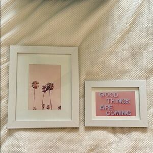 Framed Art Set with Palm Trees and Inspirational Quote